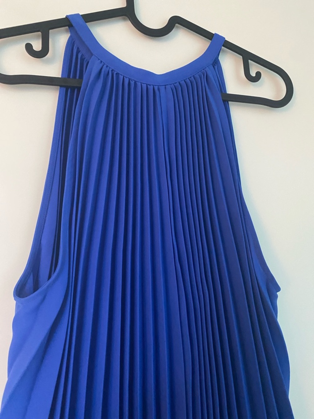 COS Royal Blue Pleated High-Neck Maxi Dress